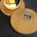 Bamboo Bottle Opener Coaster Set of 2 Round+in use