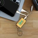 Bamboo Charging Cable Key Ring Rectangle+in use
