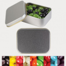 Corporate Colour Mini Jelly Beans in Silver Rectangular Tin+unbranded