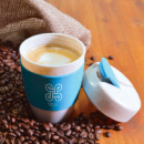 Kick Eco Coffee Cup Silicone Band+in use