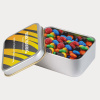 M and Ms in Silver Rectangular Tin