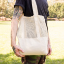 Scoot Calico Mesh Tote Bag+in use