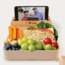 Stax Eco Lunch Box with Phone Holder Lid+in use